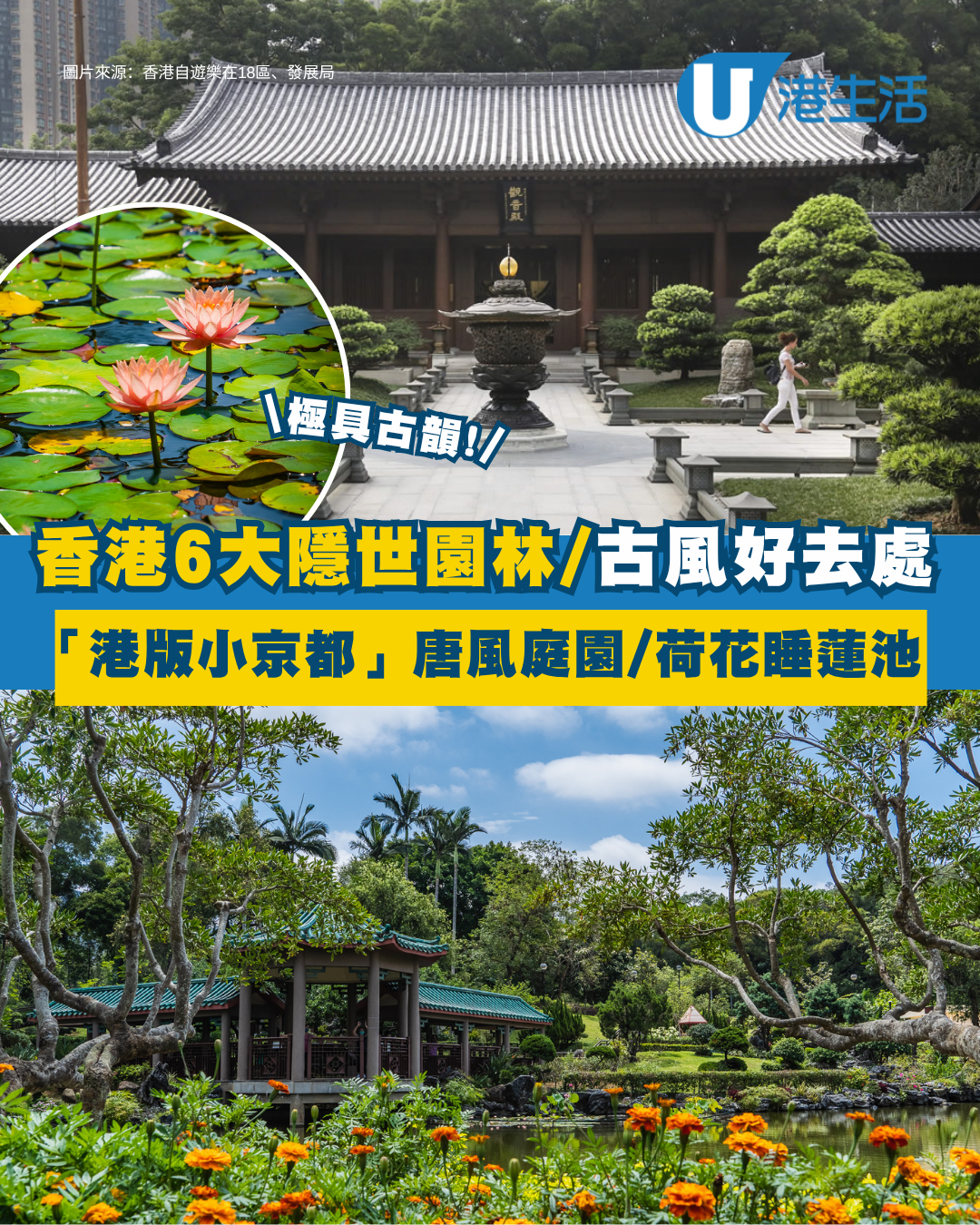 香港中式園林︱6大隱世中式大宅古風園林 港版金閣寺/法式宮廷風大宅/嶺南十景/荷花睡蓮池