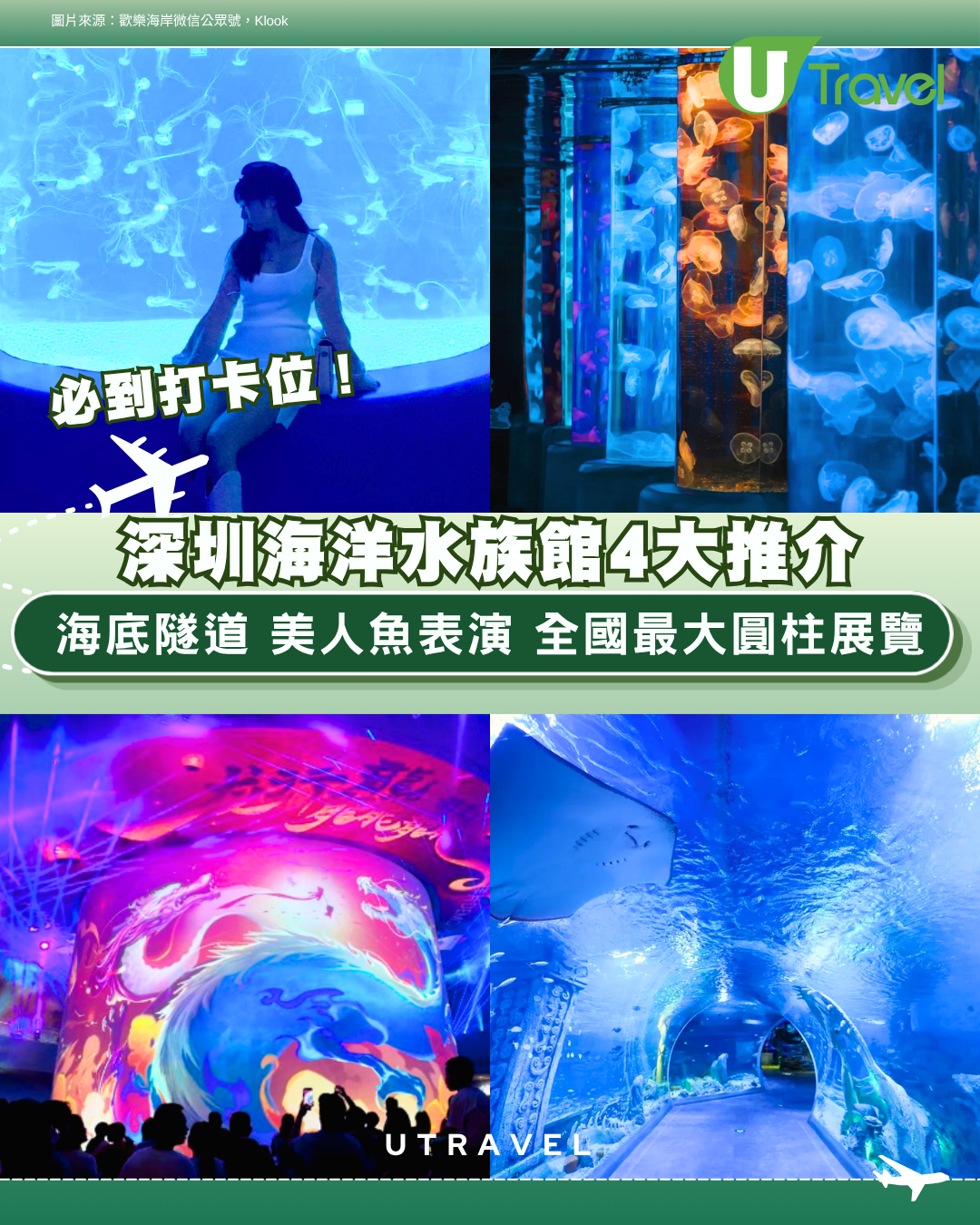 深圳水族館推介｜小梅沙、觀瀾海洋世界 60米海底隧道穿梭睇美人魚表演