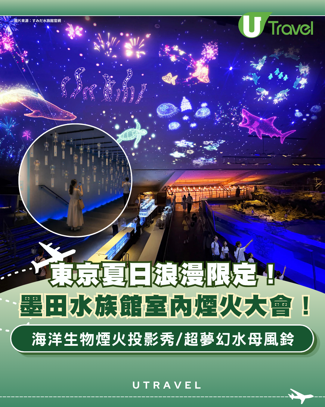 東京夏日浪漫限定！墨田水族館室內煙火大會！海洋生物煙火投影秀/超夢幻水母風鈴