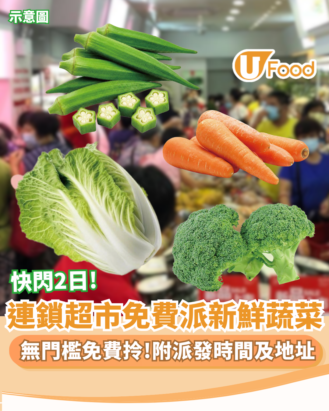 超市優惠｜快閃兩日免費派2,000份新鮮蔬菜 限時免費拎（附派發時間及地址）
