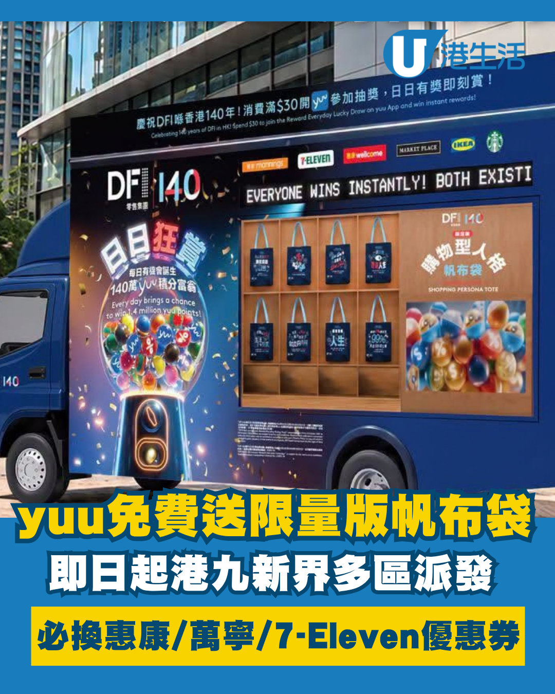 yuu優惠｜即日起免費送帆布袋！大派惠康/萬寧/7-Eleven/Starbucks優惠券！附派發時間表