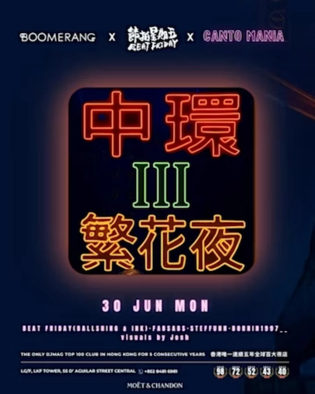 《中環繁花夜 III The Retro Cantopop 3》Boomerang x Beat Friday x Cantomania 活動詳情/日期/時間/地點/票價一覽