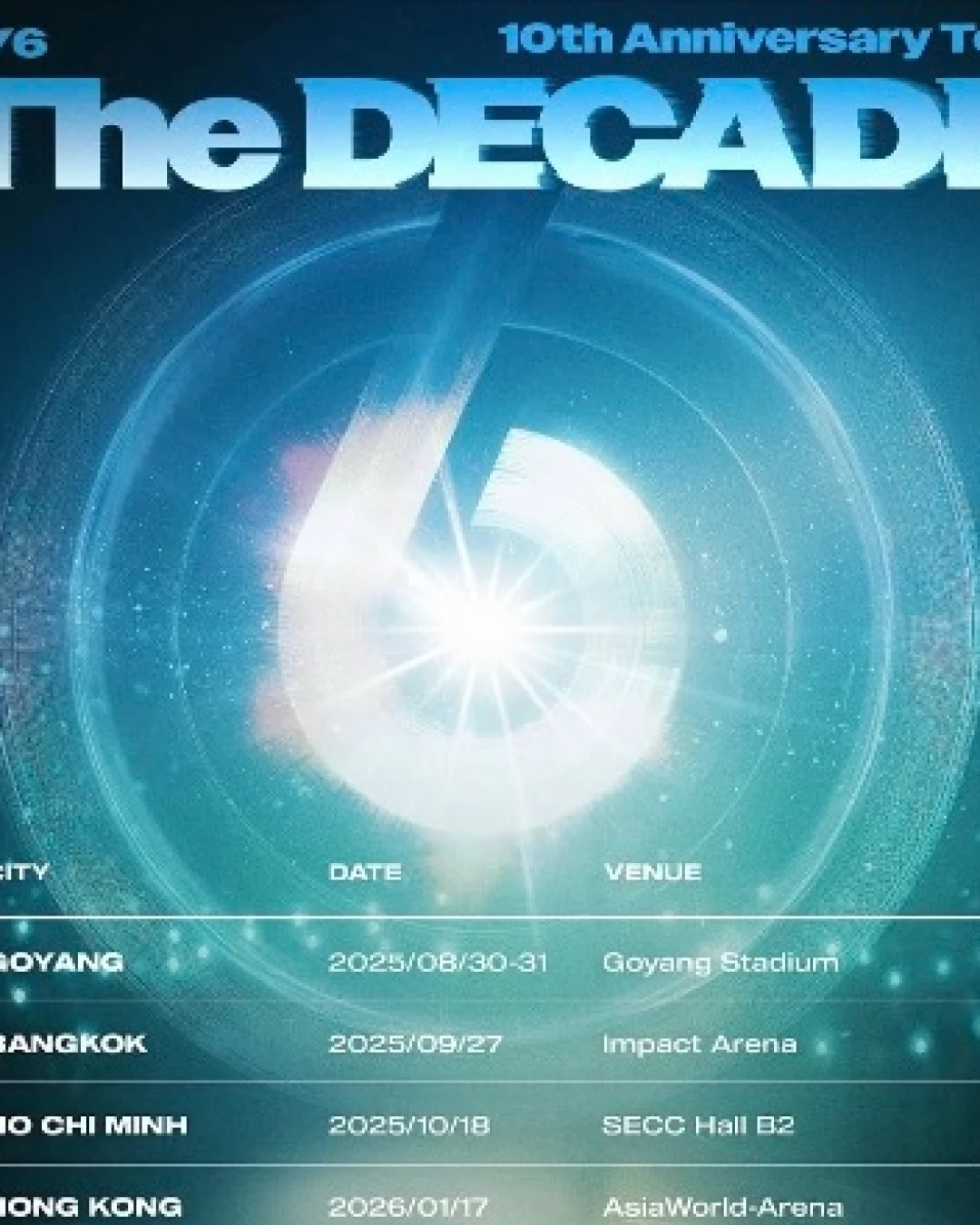 DAY6演唱會 | DAY6 "The DECADE" 10週年巡回演唱會 2026 香港站優先購票/公開發售日期/票價/場地/座位表一覽