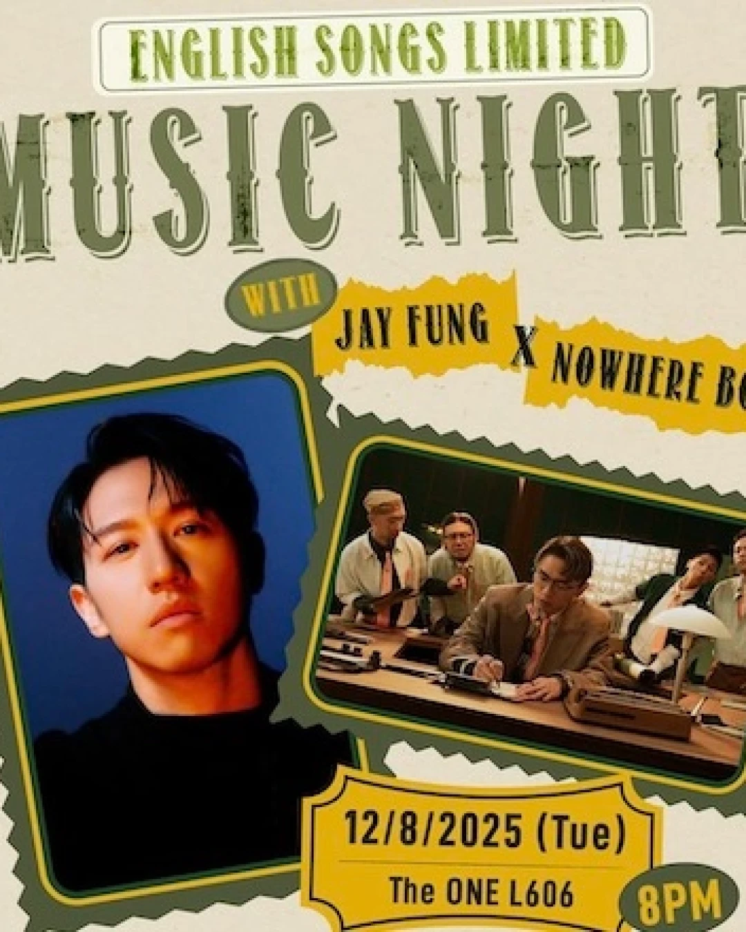 Music night with Jay Fung 馮允謙 x Nowhere Boys活動詳情/日期/時間/地點一覽