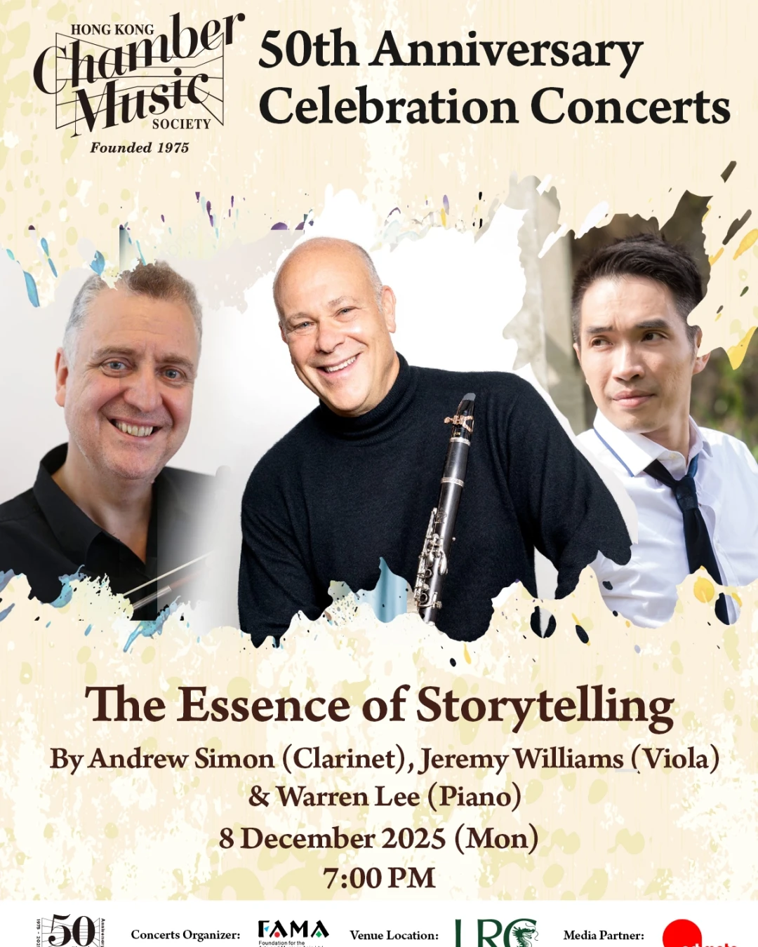 "The Essence of Storytelling by Andrew Simon, Jeremy Williams and Warren Lee" @香港室樂協會 五十週年音樂會系列活動詳情/日期/時間/地點/票價一覽