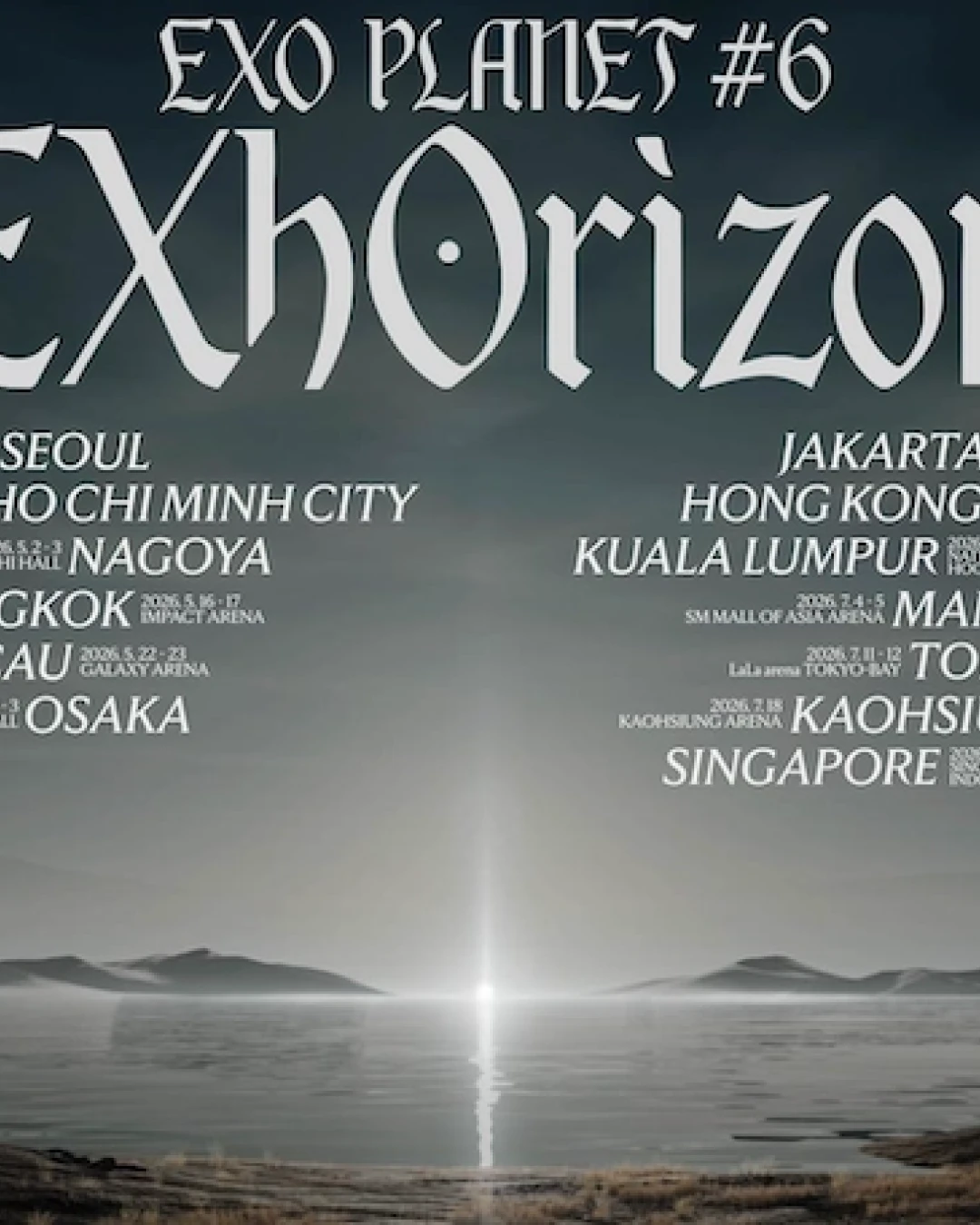 EXO演唱會 | EXO  "EXO PLANET #6 - EXhOrizon" 世界巡回演唱會 2026 香港站優先購票/公開發售日期/票價/場地/座位表一覽