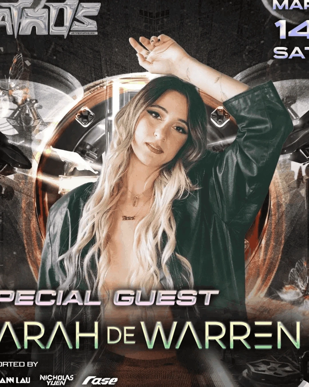 Sarah de Warren @ Atmosphere活動詳情/日期/時間/地點/票價一覽