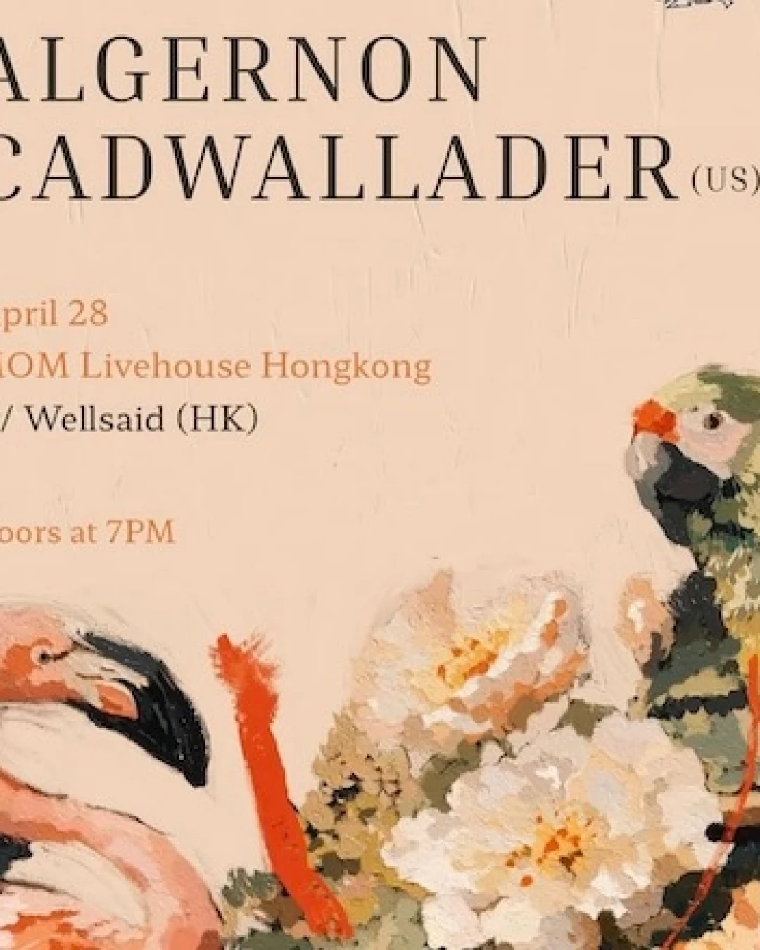 Algernon Cadwallader演唱會 | Algernon Cadwallader 香港專場演唱會 2026優先購票/公開發售日期/票價/場地/座位表一覽
