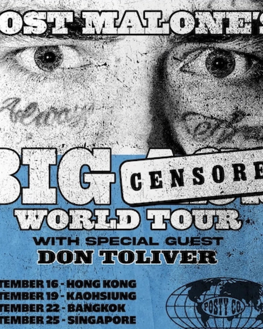 Post Malone "The BIG Stadium Tour" 世界巡迴演唱會 2026 香港站優先購票/公開發售日期/票價/場地/座位表一覽