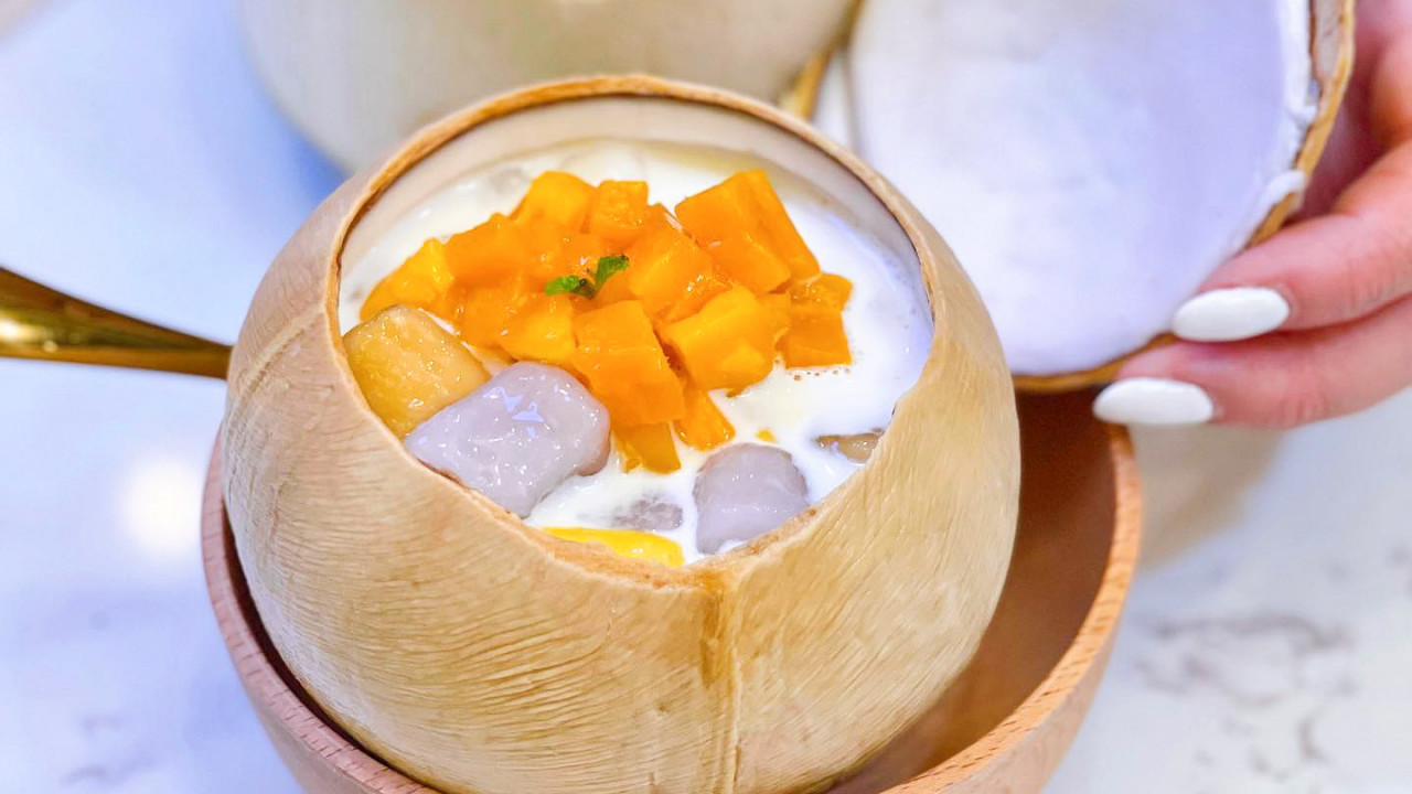 葵芳美食｜葵芳新開椰子主題甜品店「好椰」多芒小丸子芋圓奶凍／椰皇雪燕燉蛋白／椰子奶蓋特飲！