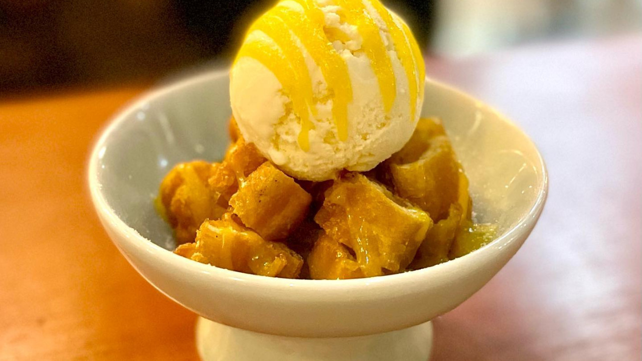 佐敦美食｜佐敦創意fusion西餐「捌壹公館」 油炸鬼芒果雪糕／麻香青醬意粉／明太子溫泉蛋蝴蝶粉