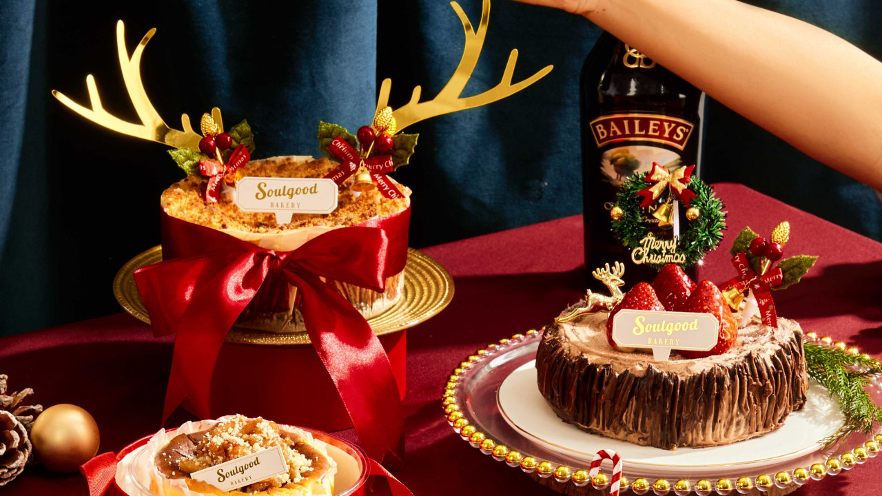 Soulgood Bakery推出聖誕新年節⽇限定蛋糕！Baileys聖誕樹幹巴斯克芝⼠蛋糕／Baileys罐裝蛋糕