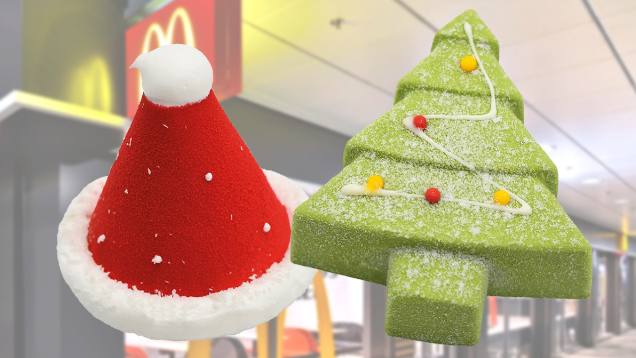 麥當勞McCafe聖誕節限定甜品 抹茶紅豆聖誕樹／紅莓聖誕帽蛋糕