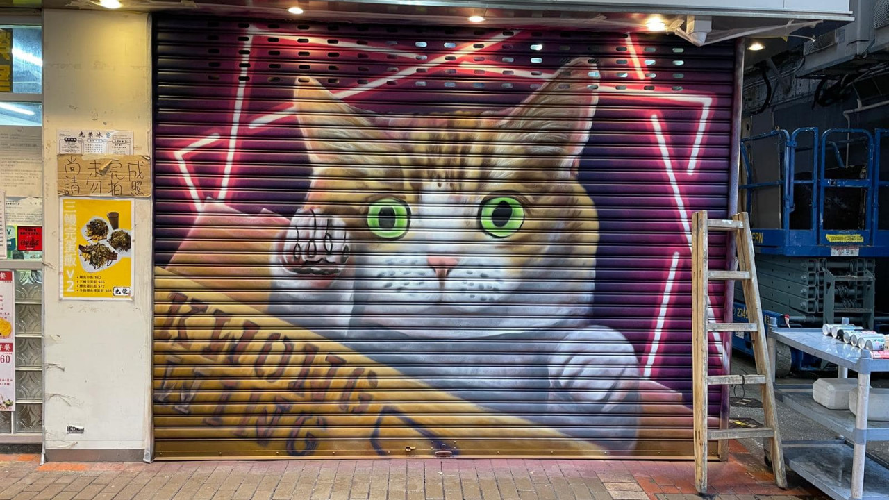 第五隻旺角「光榮貓」出沒！食店接連支持居港俄羅斯畫家Vladimir Boldyrev 網友望全城貓畫