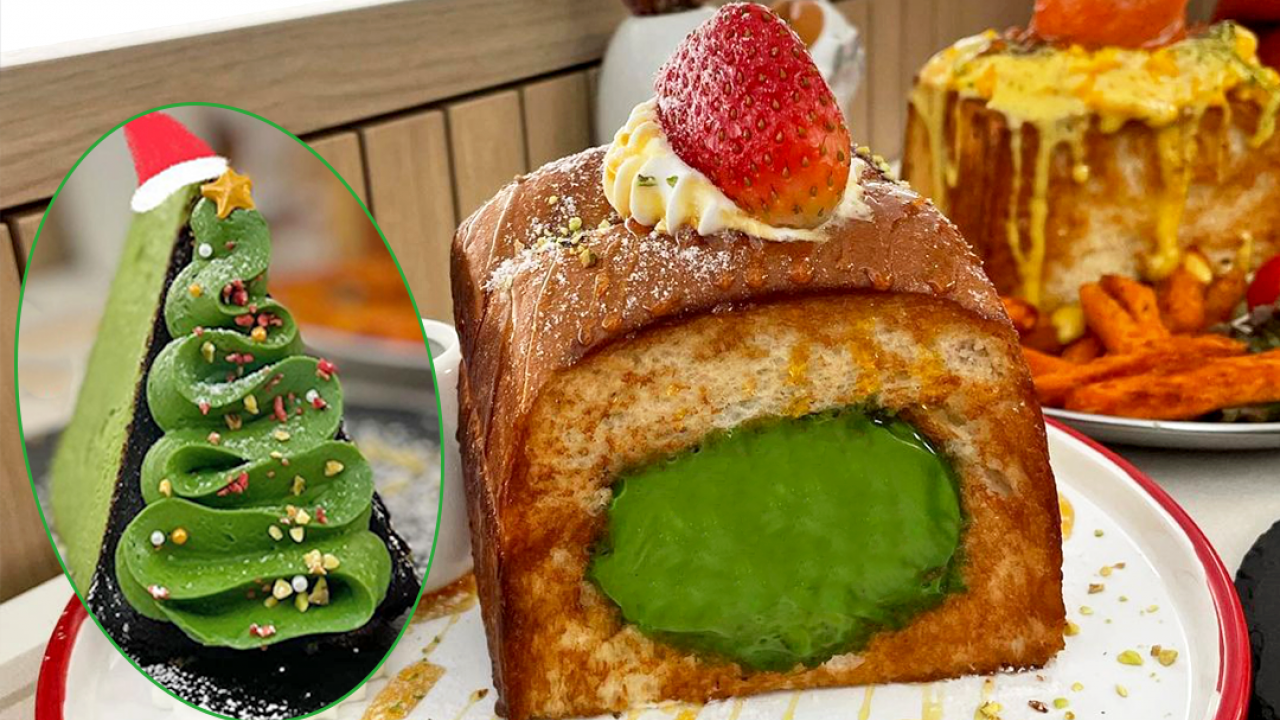 大圍E FOR EGG 吐司Cafe新出開心果系列　特濃開心果布丁盒子吐司／巴斯克蛋糕／鬆餅