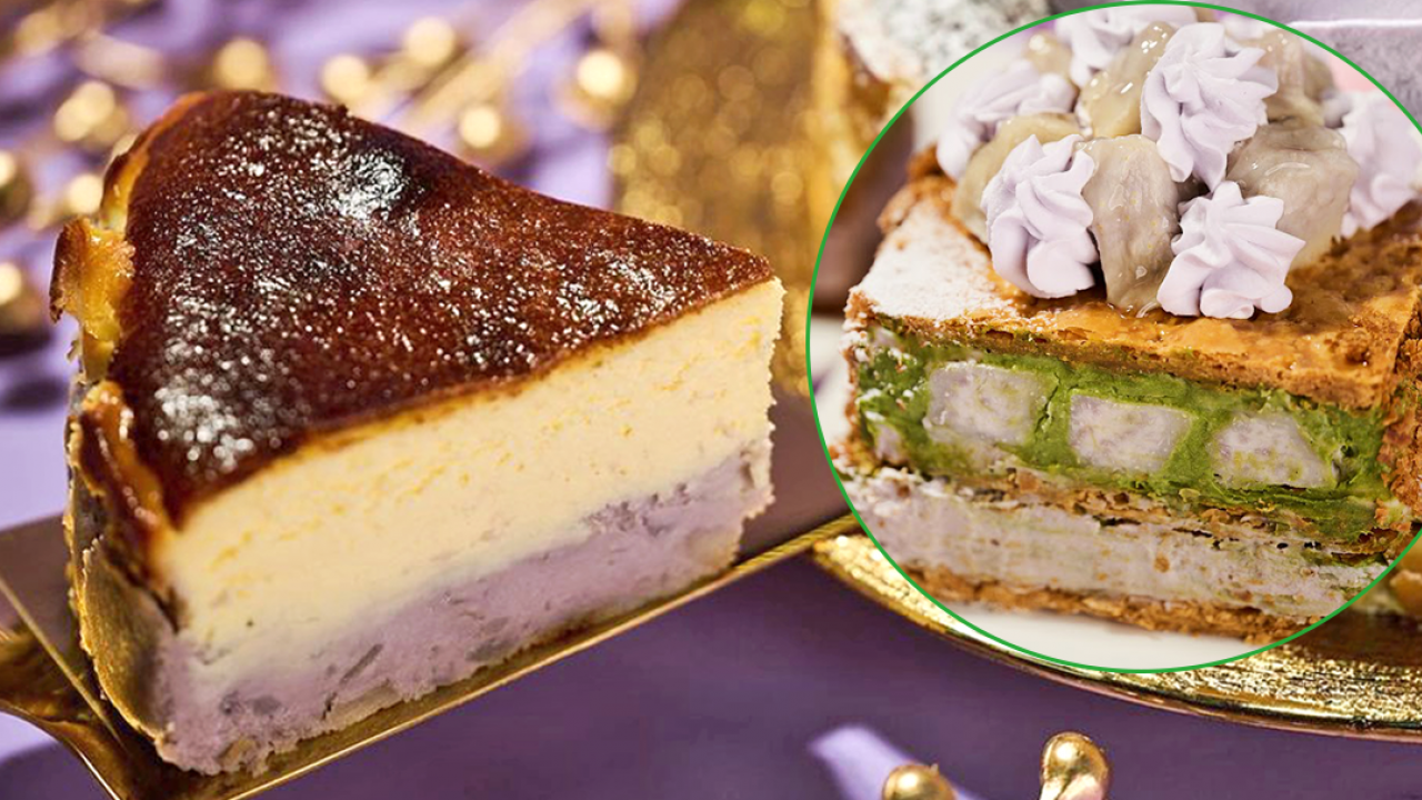 生日蛋糕推介｜日籍甜品師主理Cafe Life新出香芋蛋糕甜品　香芋抹茶拿破崙／沖繩黑糖蕨餅蛋糕／巴斯克芝士蛋糕