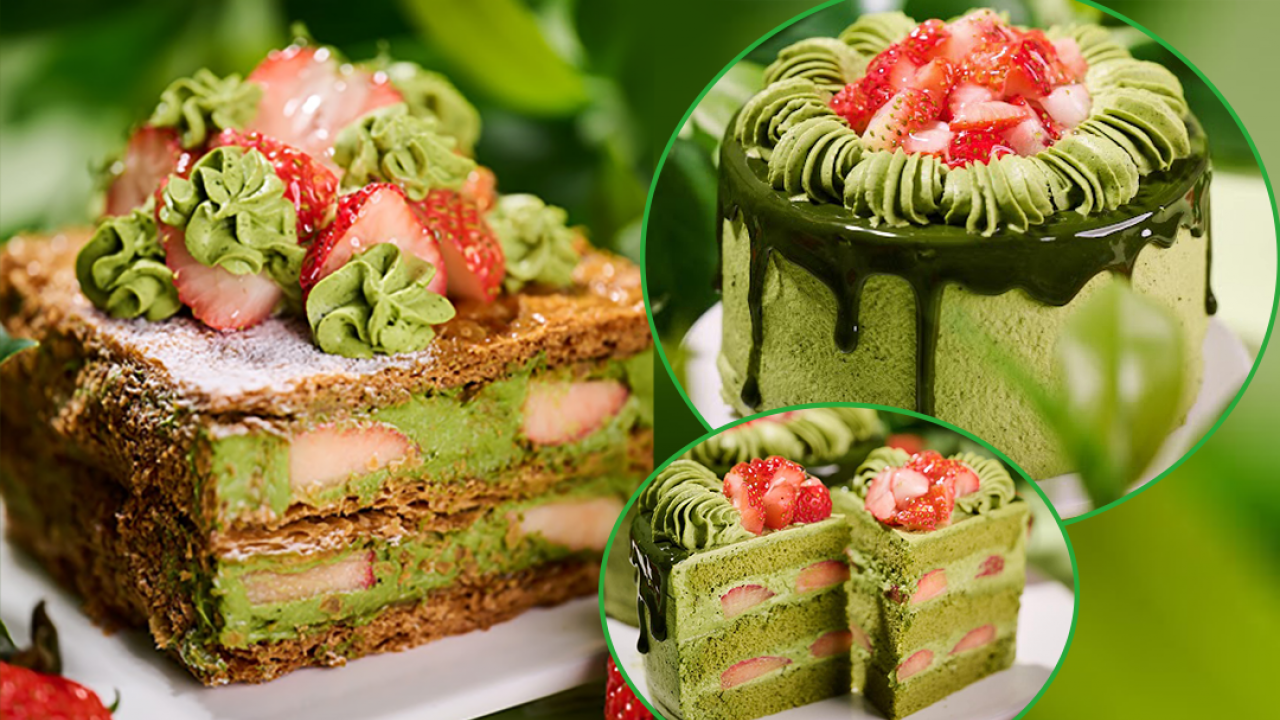日籍甜品師主理Cafe Life新出抹茶草莓蛋糕甜品　日本士多啤梨抹茶拿破崙／草莓抹茶忌廉蛋糕