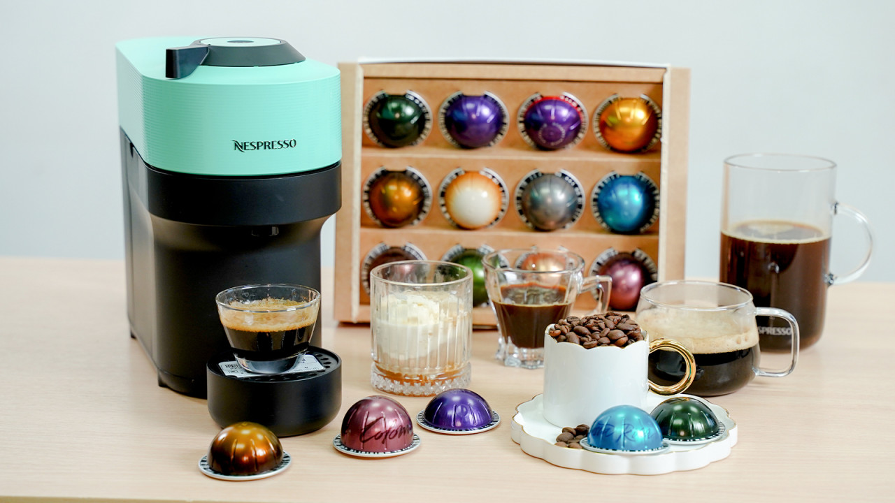 咖啡機｜全新Nespresso Vertuo Pop！開箱夢幻薄荷綠色咖啡機　6種顏色／一按即沖／加大版粉囊