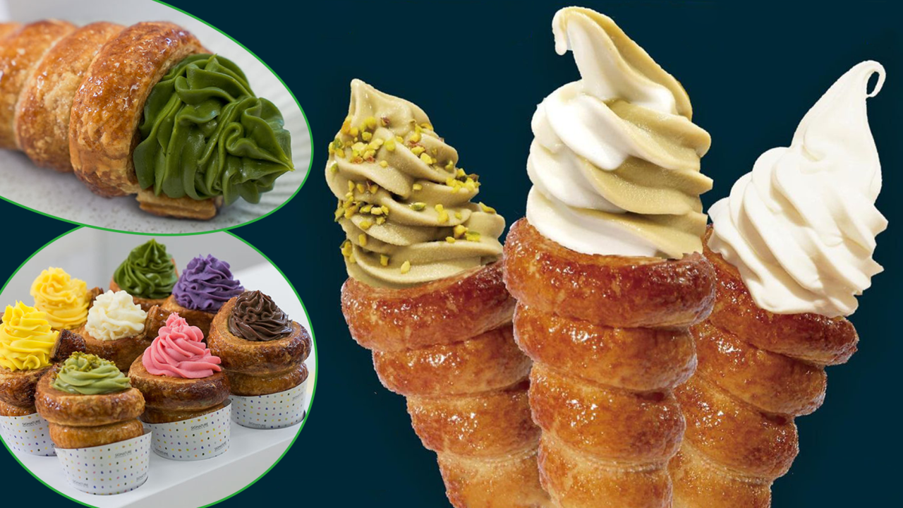 沙田新開爆餡忌廉酥皮筒甜品店　新店限定開心果／乳酪雪糕酥皮筒