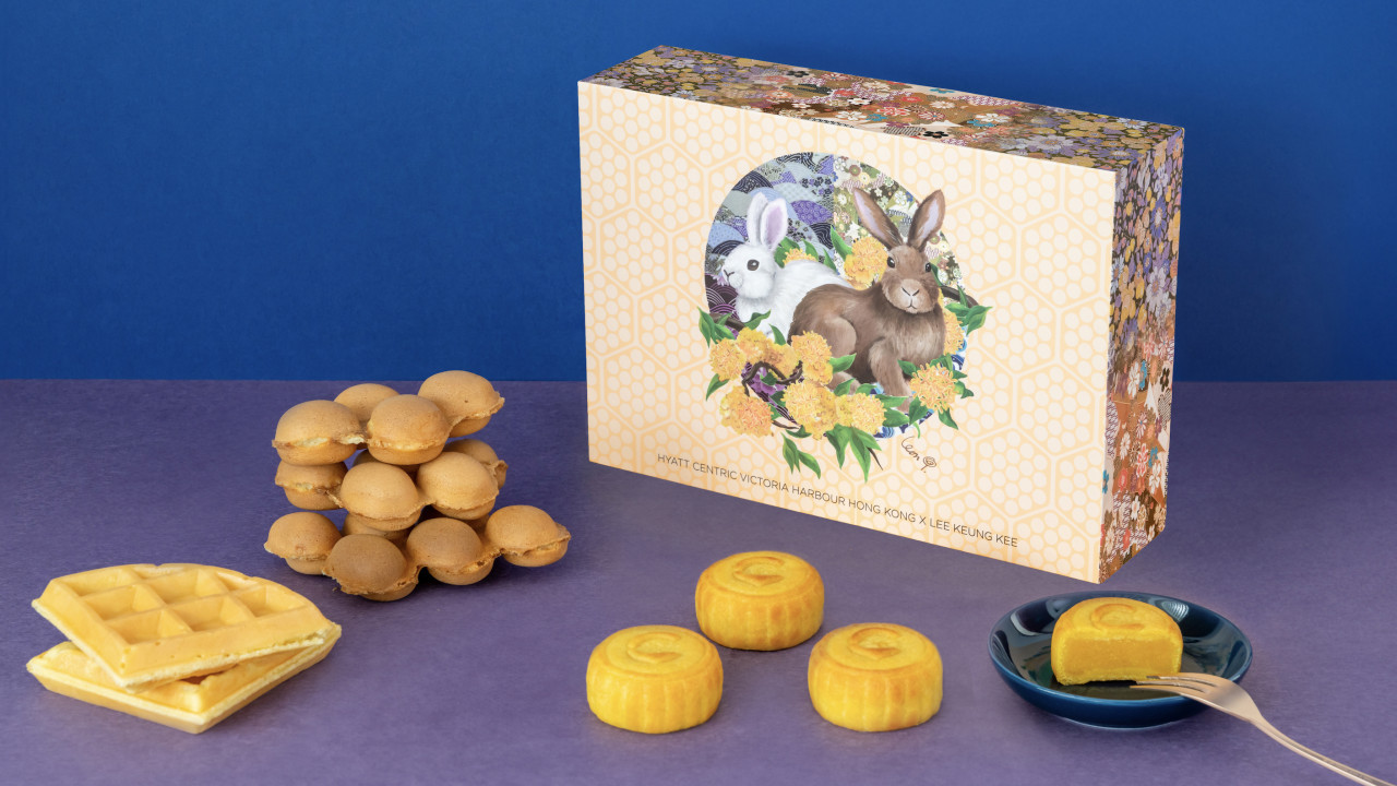 凱悅尚萃酒店聯乘北角利強記雞蛋仔推出月餅禮盒 雞蛋仔口味月餅／配煉乳醬及花生醬