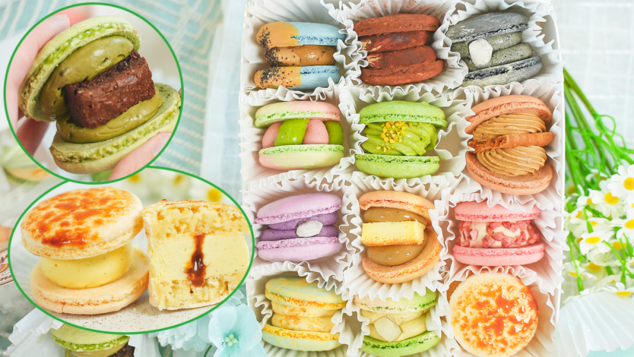 IG網店打卡超厚身夾心韓式馬卡龍　焦糖烤布甸／開心果／焙茶芝士蛋糕／玄米茶麻糬Macaron