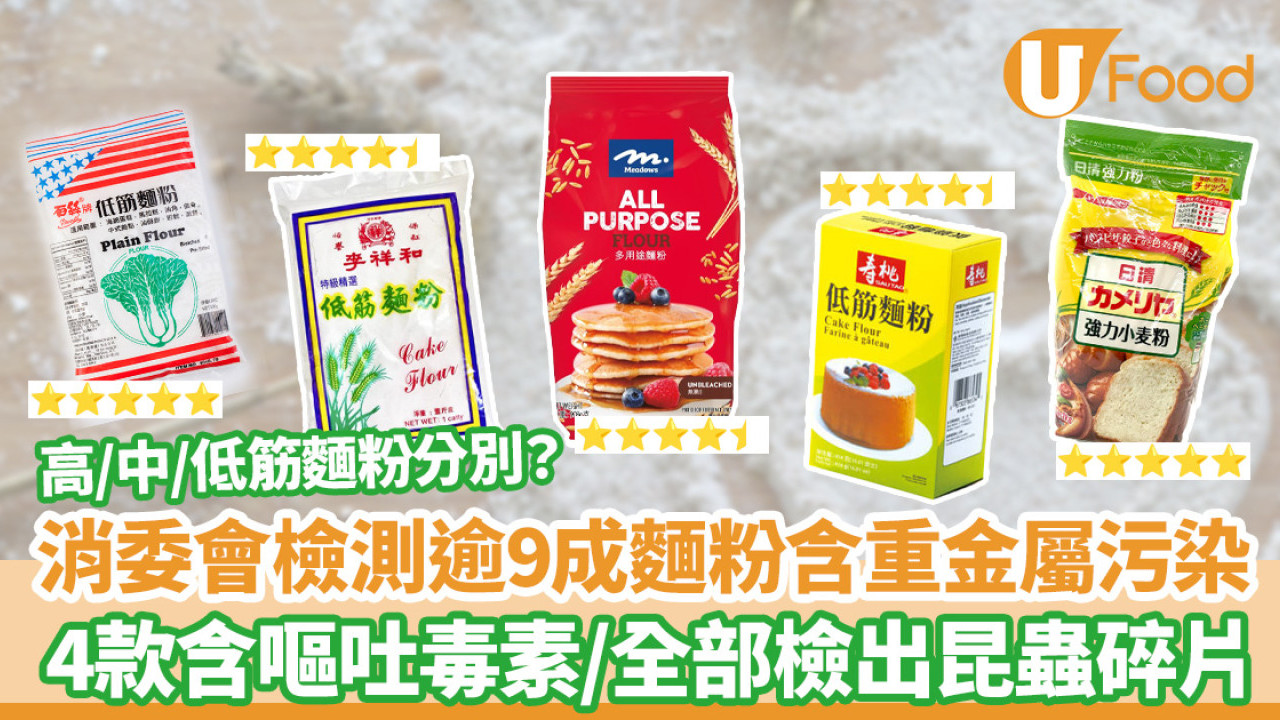 消委會麵粉｜逾9成含金屬污染物！4款含嘔吐毒素可致腹痛發燒／高中低筋麵粉分別？