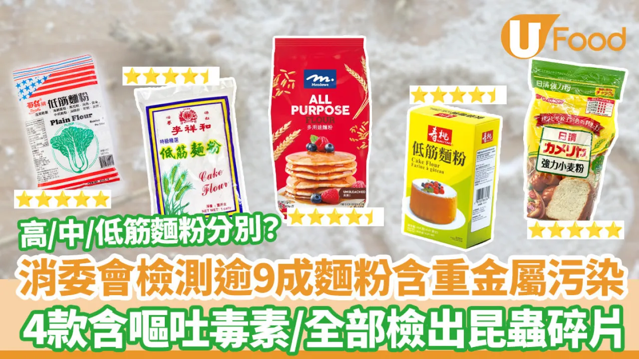 消委會麵粉｜逾9成含金屬污染物！4款含嘔吐毒素可致腹痛發燒／高中低筋麵粉分別？