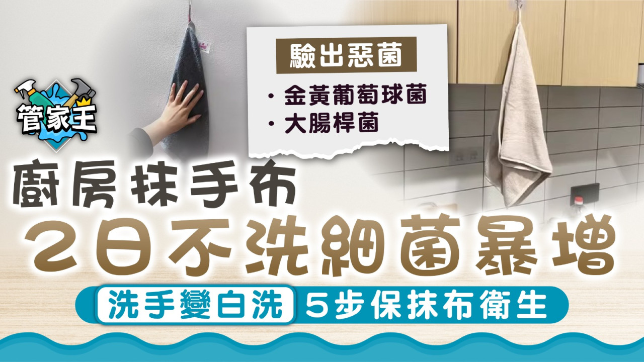 廚房衛生｜廚房抹手布2日不洗細菌暴增 洗手變白洗5步保抹巾衛生 | UHK 港生活