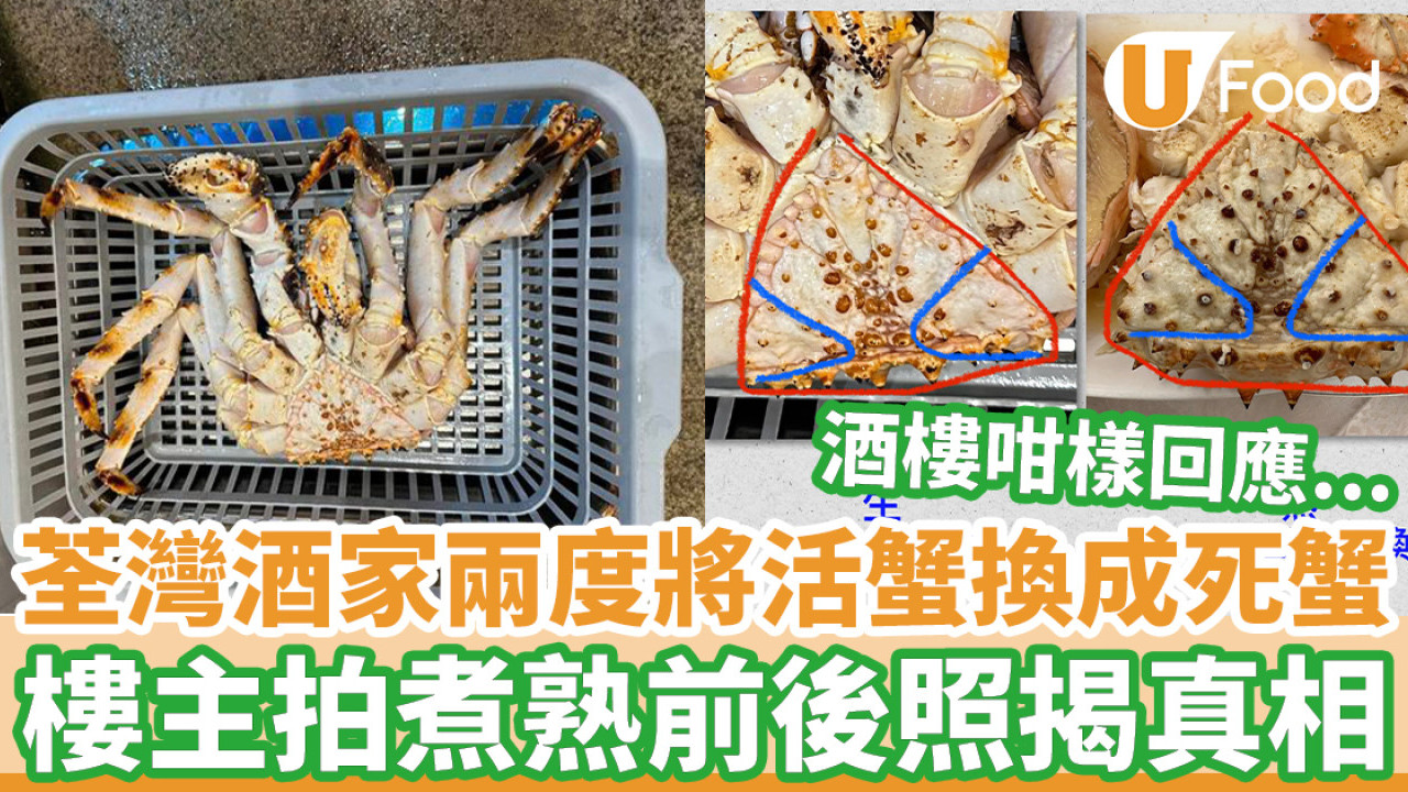 荃灣一酒家兩度將活蟹換成死蟹 樓主影煮熟前後照揭真相 罵：做生意唔係咁做