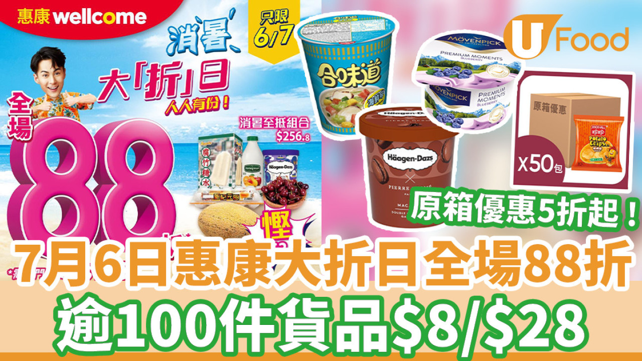 7月6日惠康大折日全場88折 逾100件貨品$8/$28 原箱優惠5折起