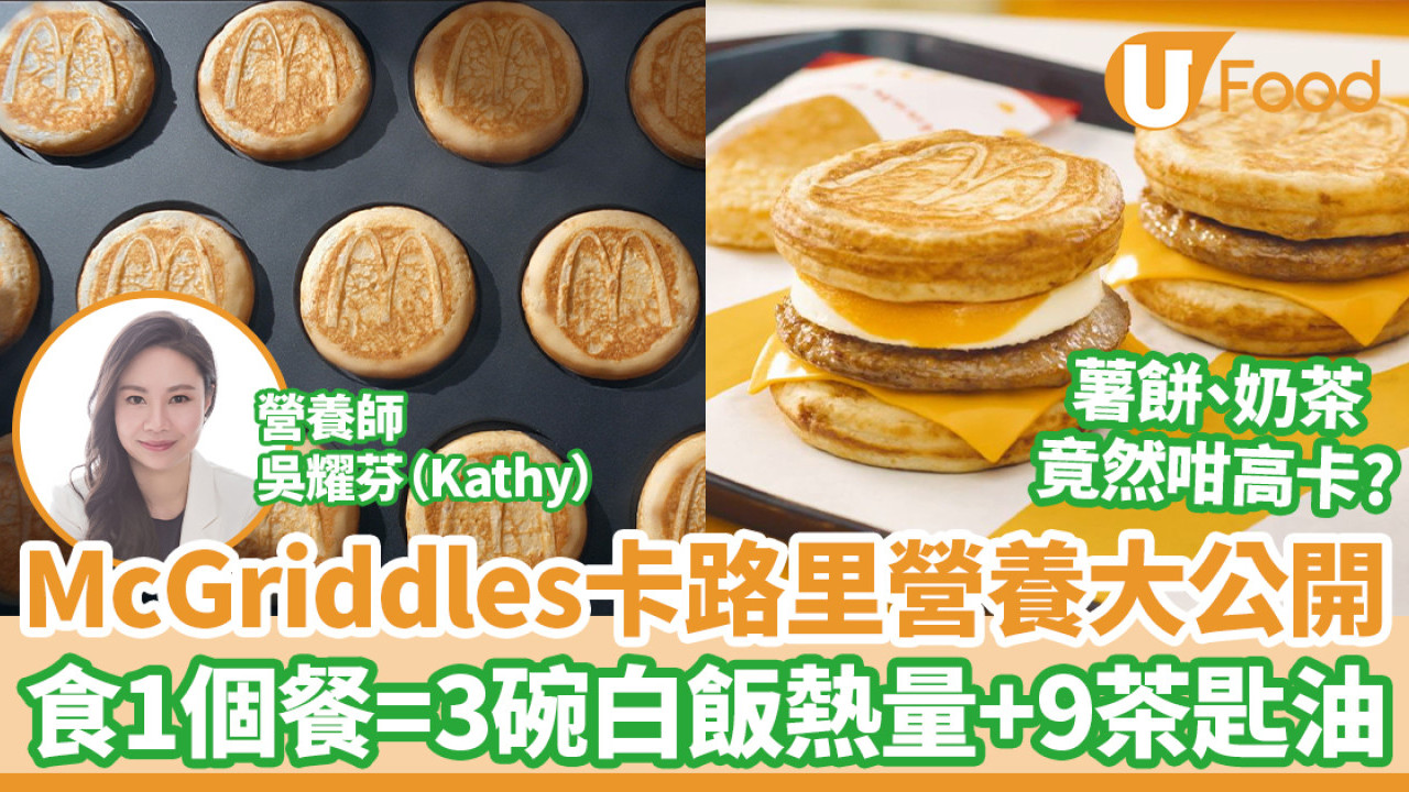 麥當勞McGriddles卡路里營養大公開 食1個餐等於3碗白飯熱量+9茶匙油