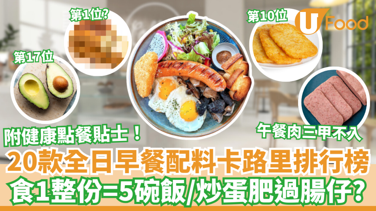 20款全日早餐配料卡路里排行榜｜食1整份＝5碗飯／炒蛋肥過腸仔？