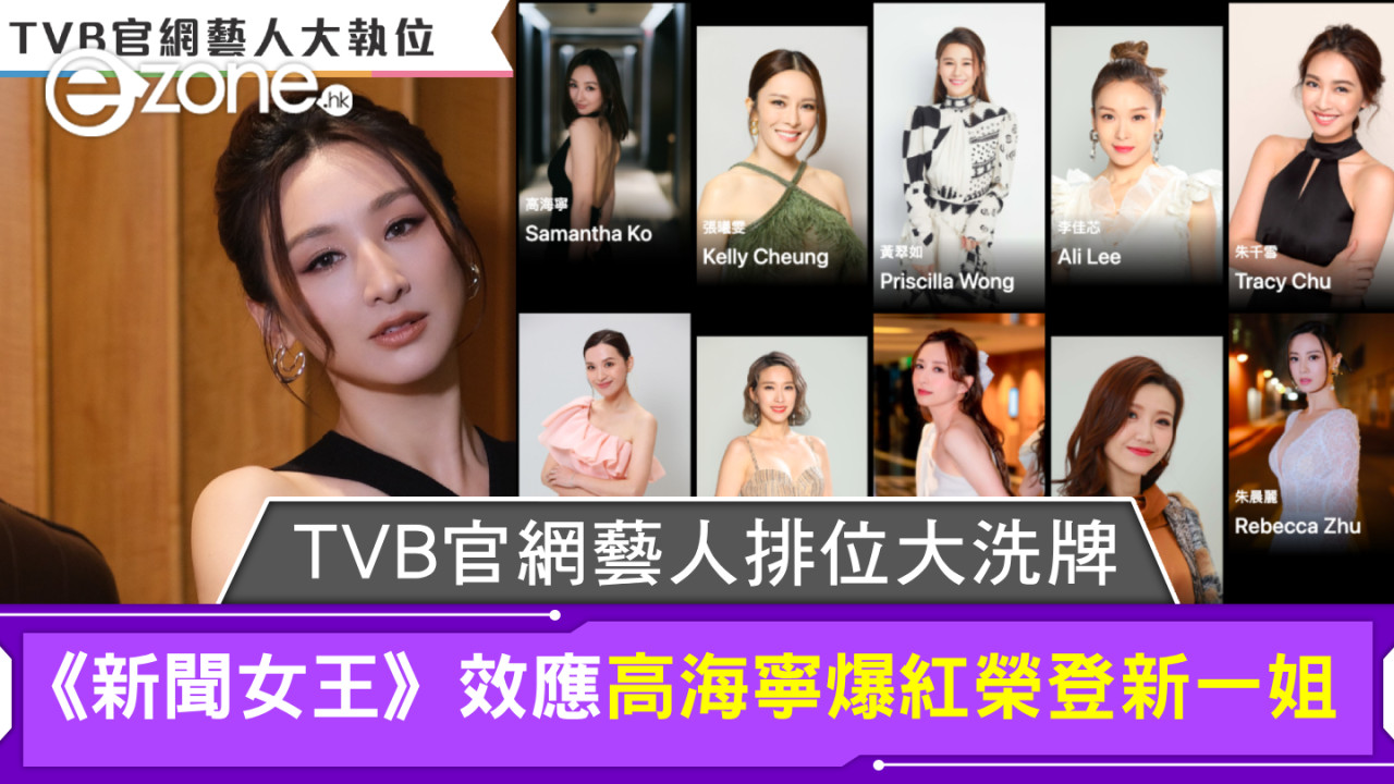 TVB官網藝人排位大洗牌！《新聞女王》效應高海寧爆紅榮登新一姐