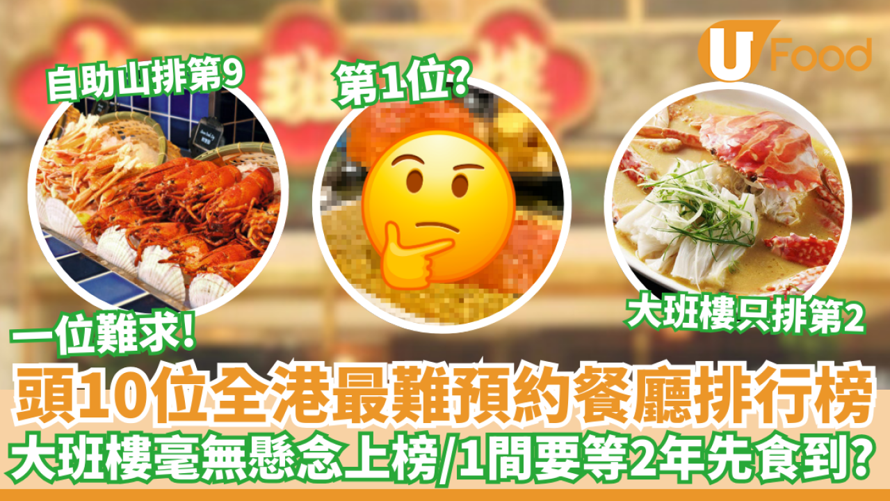 頭10位全港最難預約餐廳排行榜｜大班樓毫無懸念上榜／有1間要等2年先食到？