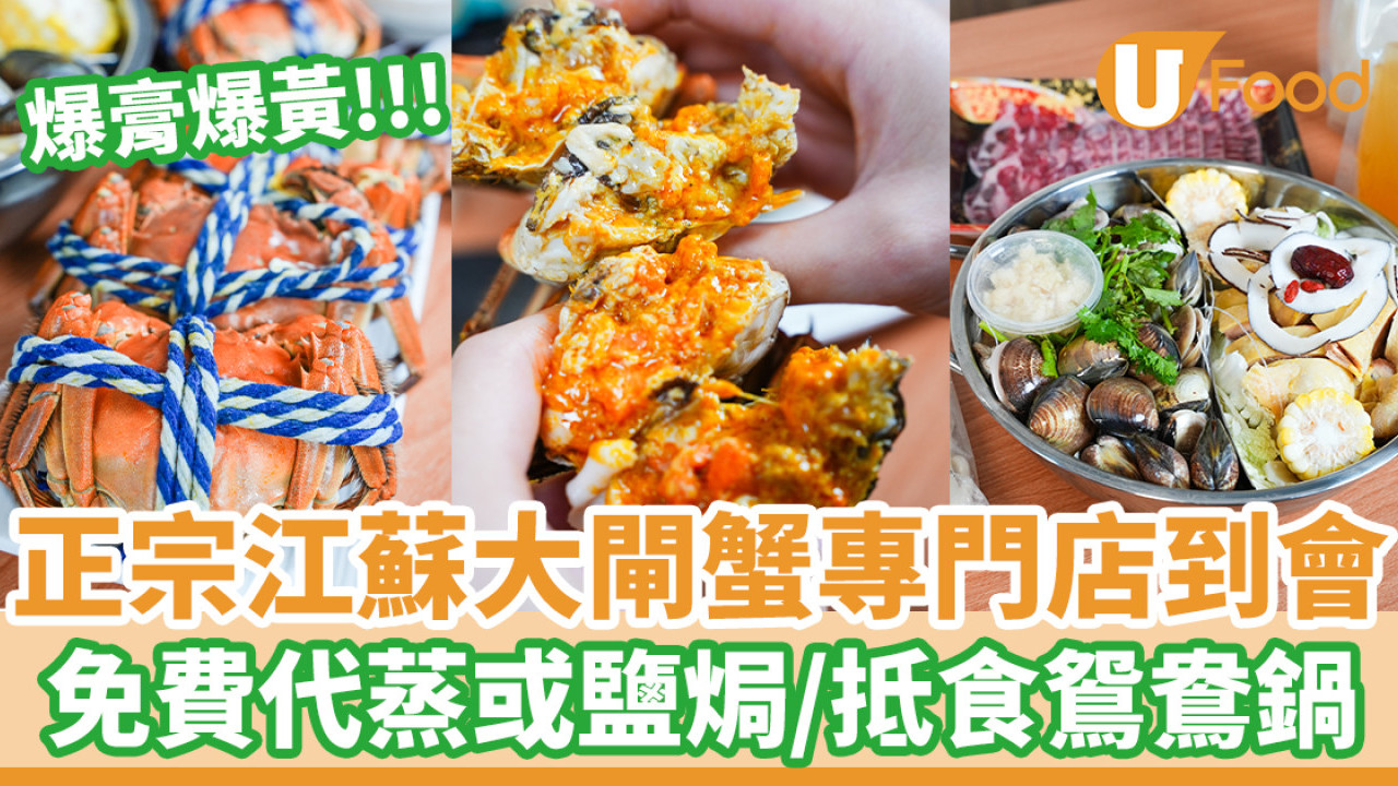 正宗江蘇大閘蟹專門店到會 免費代蒸或鹽焗／限定抵食鴛鴦火鍋