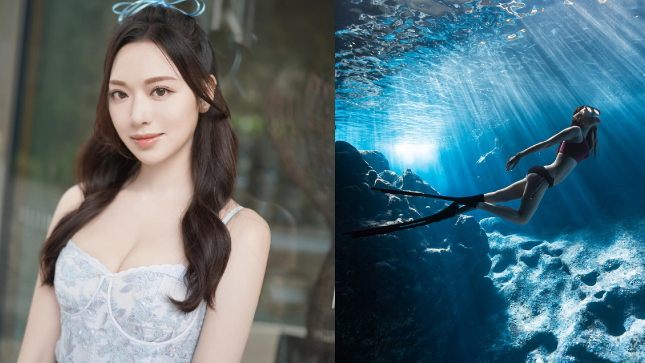 馮盈盈西班牙浮潛激罕性感！晒11字腹肌身材火辣！