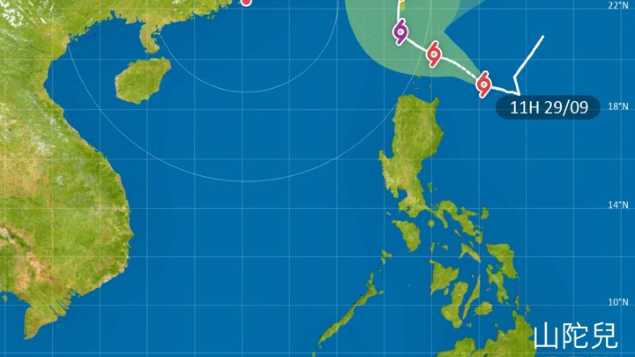 颱風山陀兒｜天文台料發展成超強颱風 將進入香港800公里範圍(附最新路徑預測)