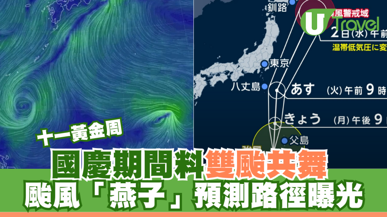 十一黃金周｜國慶期間料雙颱共舞 颱風「燕子」預測路徑曝光