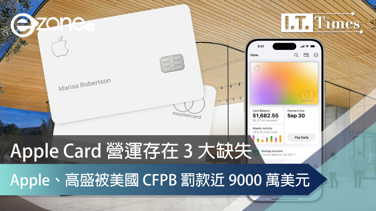 Apple、高盛被美國 CFPB 罰款近 9000 萬美元 Apple Card 營運存在 3 大缺失