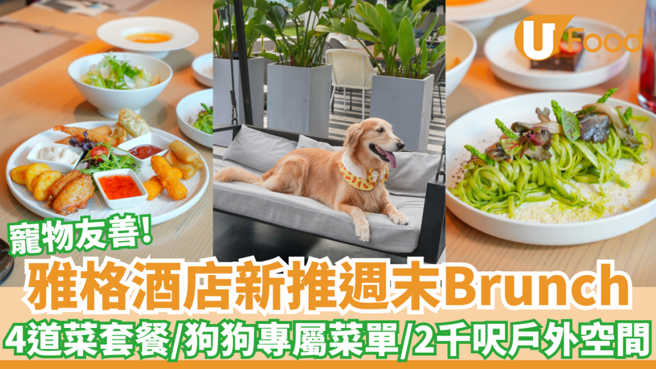雅格酒店寵物友善餐廳推出週末Brunch│4道菜套餐／狗狗專屬菜單／2千呎戶外空間