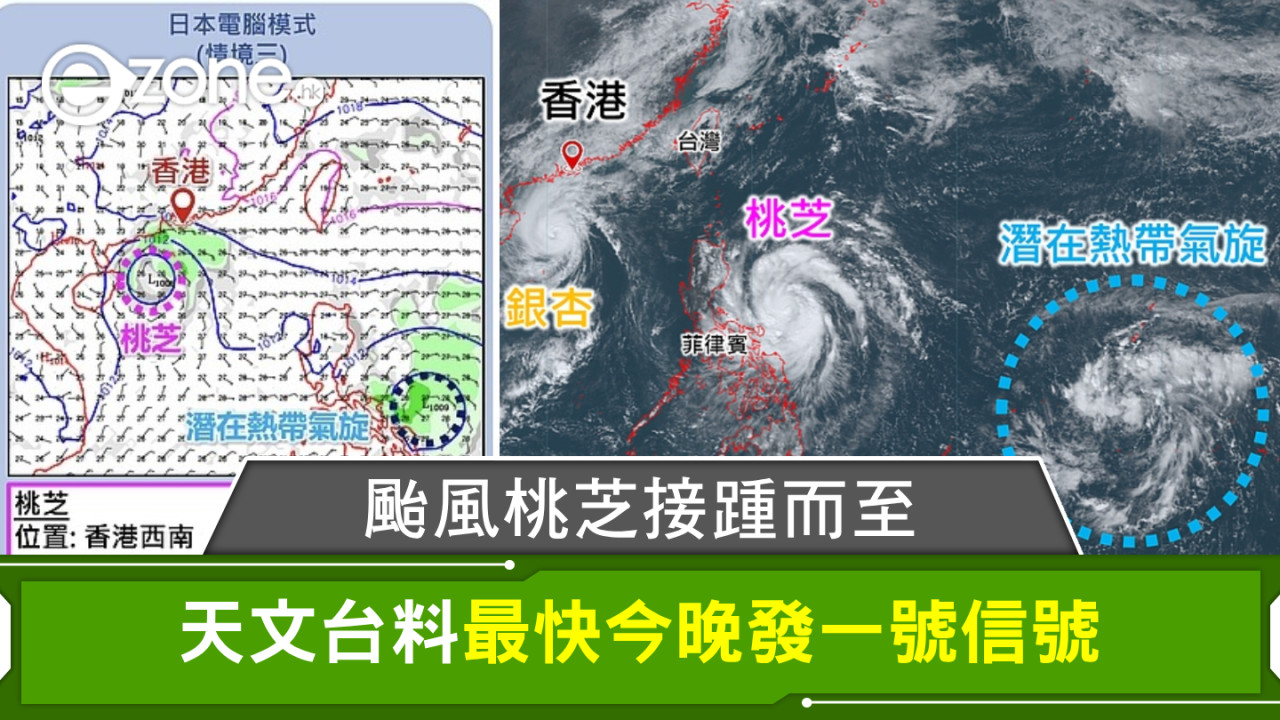 颱風桃芝接踵而至！天文台料最快今晚發一號信號  周四逼近本港300公里