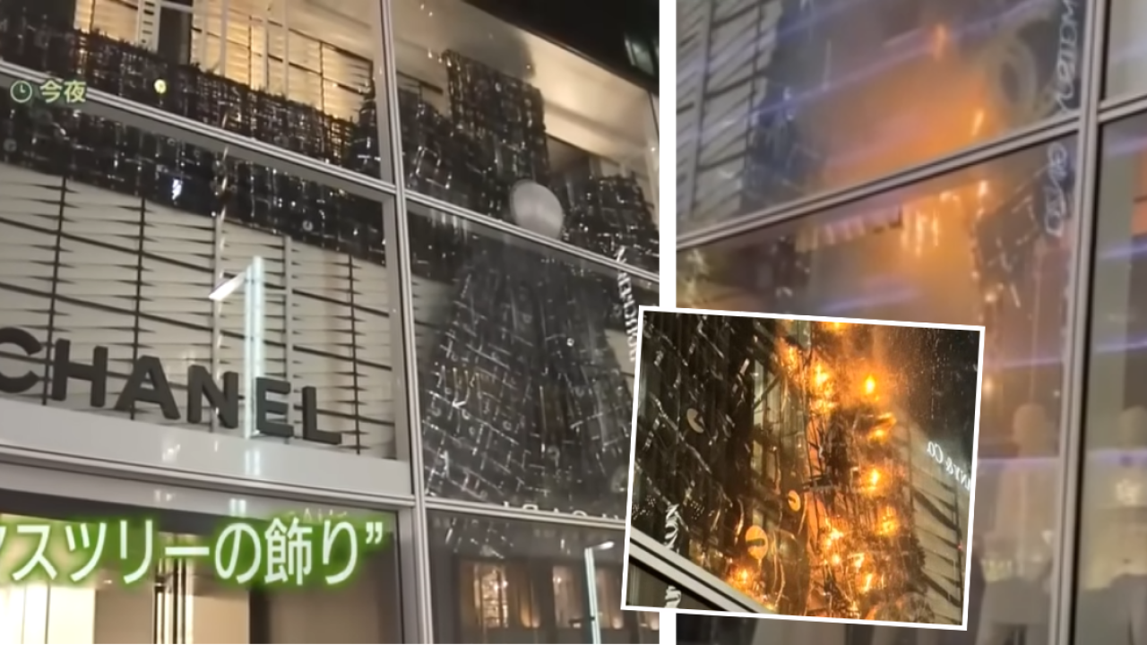東京銀座CHANEL發生驚險火災！巨型聖誕蝴蝶結起火畫面曝光！