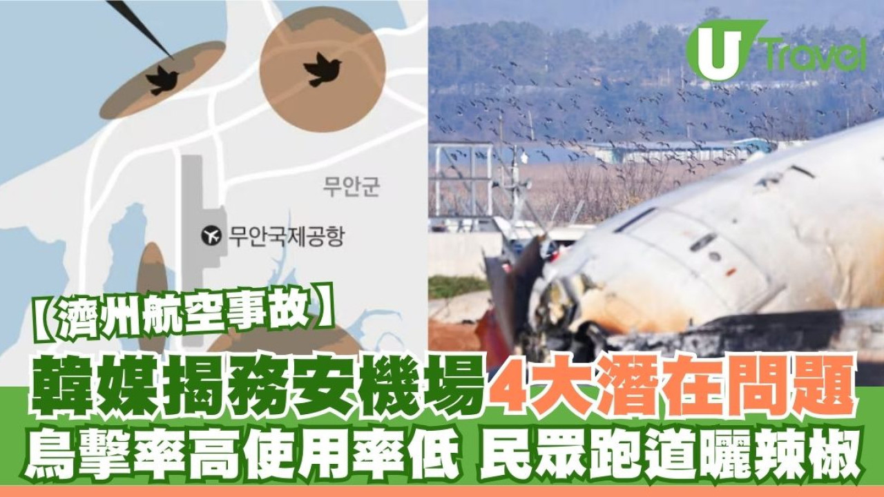 濟航空難｜韓媒揭務安機場4大潛在問題 鳥擊率高使用率低 民眾跑道曬辣椒