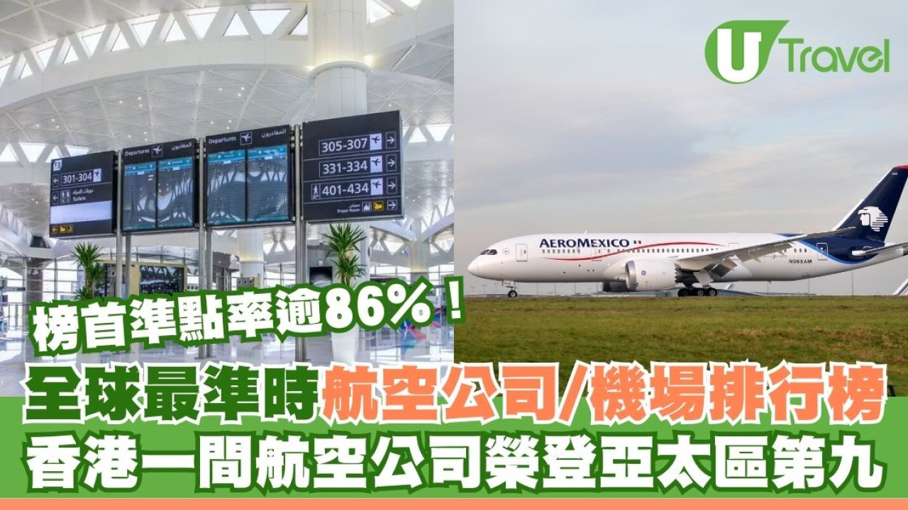 全球最準時航空公司排行榜｜榜首準點率逾86%！香港一航空公司榮登亞太區第九