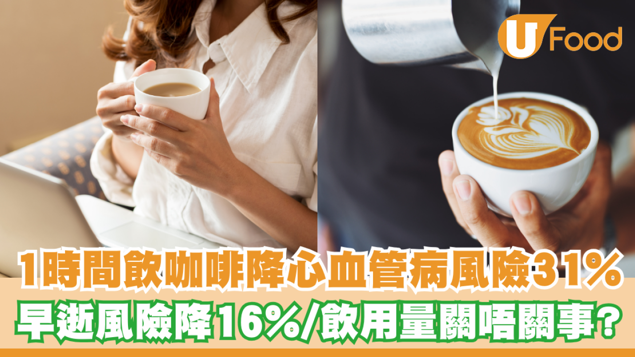 1時間飲咖啡降心血管病風險31%！早逝風險降16%／飲用量關唔關事？