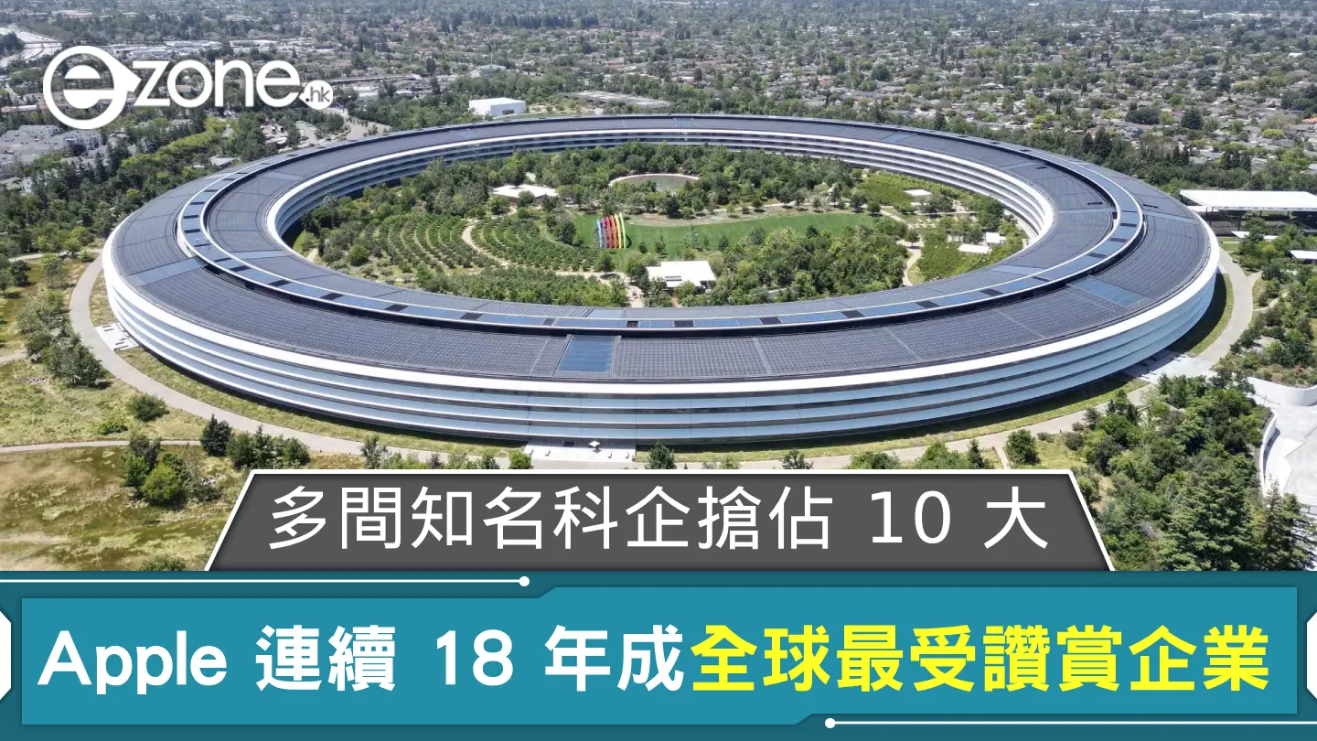 Apple 連續 18 年成全球最受讚賞企業 多間知名科企搶佔 10 大