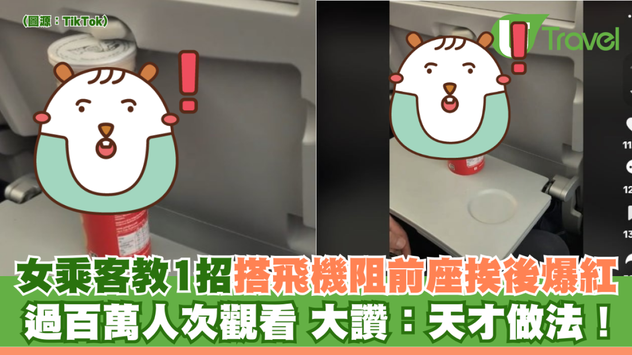 女乘客教1招搭飛機阻前座挨後爆紅 過百萬人次觀看 大讚：天才做法！ 
