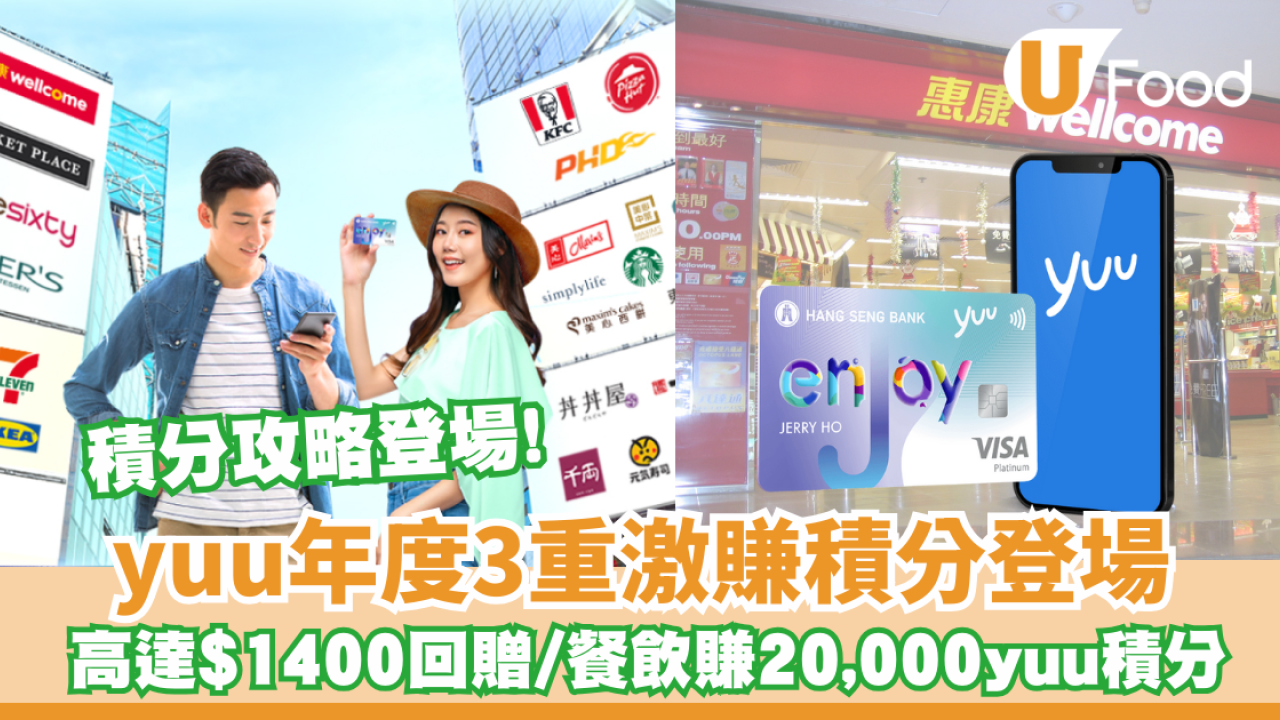 yuu積分攻略｜yuu年度3重激賺積分登場！輕鬆賺取高達$1400回贈 /餐飲簽賬賺取額外20,000 yuu積分