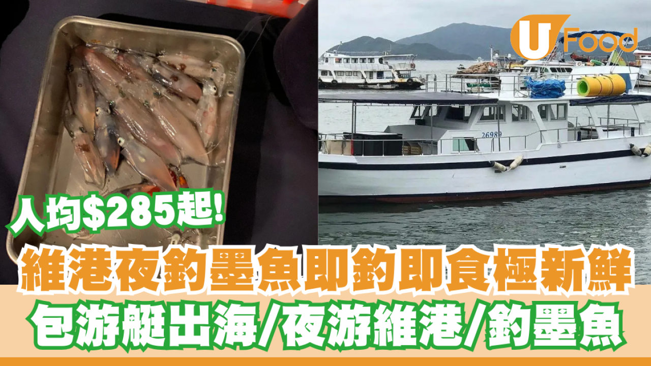 維港夜釣墨魚即釣即食！3小時體驗人均$285起！包游艇出海/ 夜游維港/ 釣墨魚| U Food