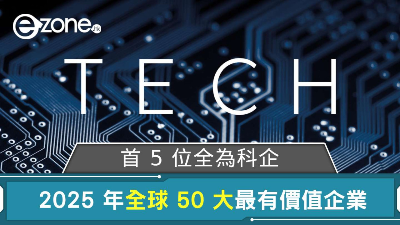 加拿大機構公布 2025 年全球 50 大最有價值企業 首 5 位全為科企